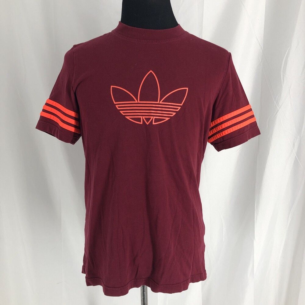 Adidas Men’s Red Logo Trifoil Big Logo Shirt Tee Size Medium